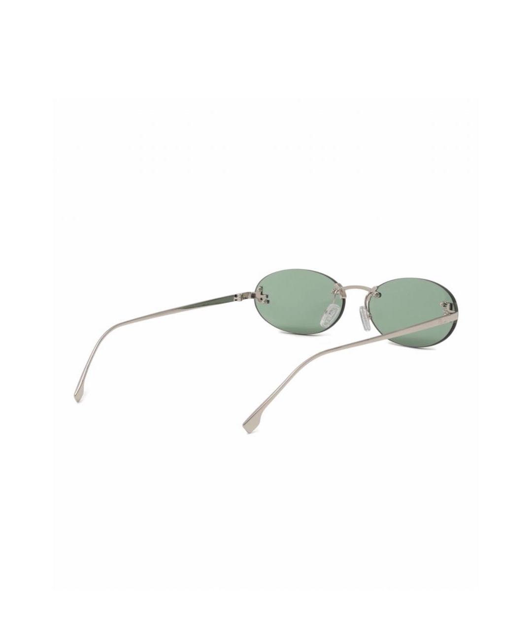 FENDI Серебряные металлические солнцезащитные очки, фото 3