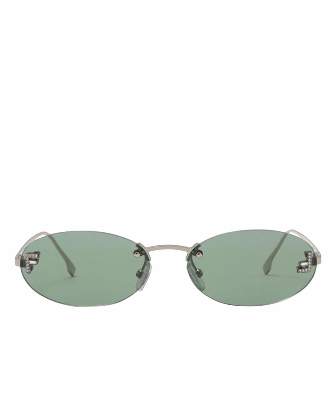FENDI Серебряные металлические солнцезащитные очки, фото 1