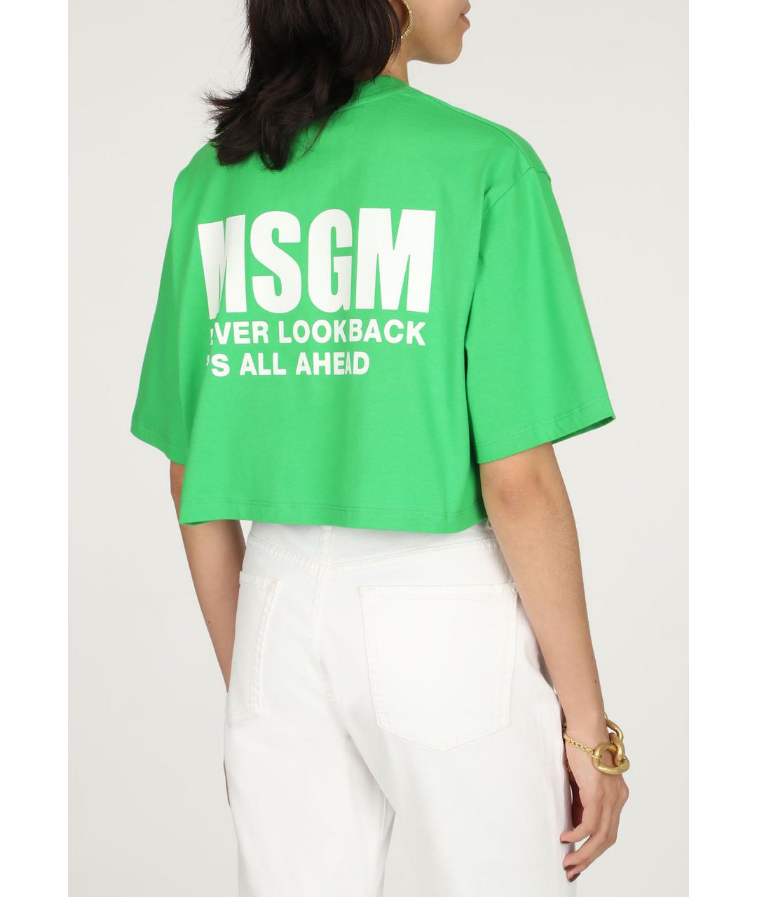 MSGM Зеленая хлопковая футболка, фото 3