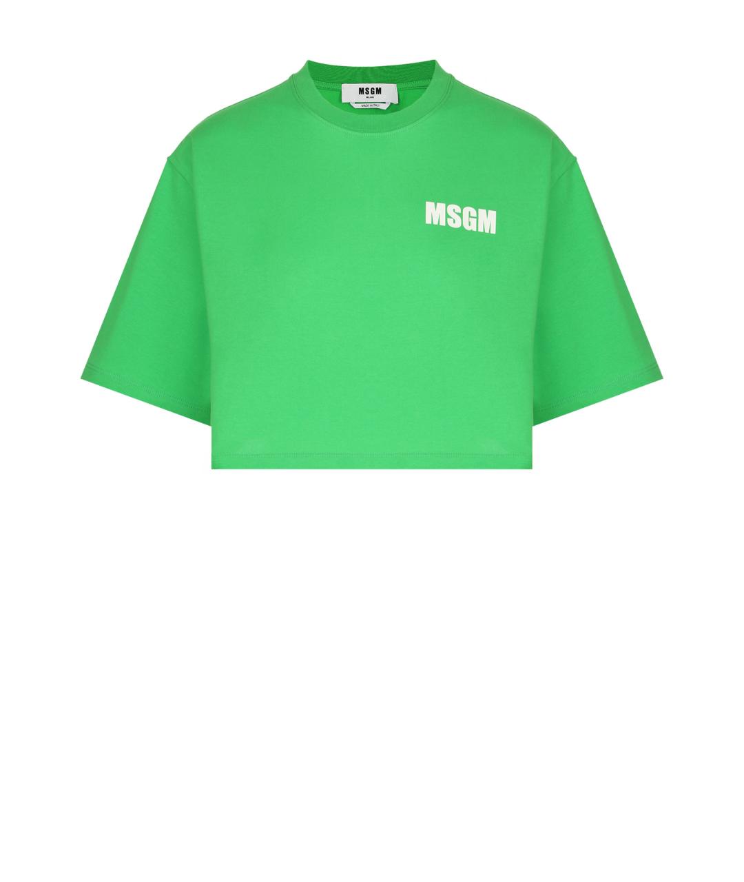 MSGM Зеленая хлопковая футболка, фото 1