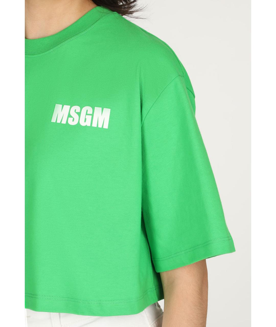 MSGM Зеленая хлопковая футболка, фото 4