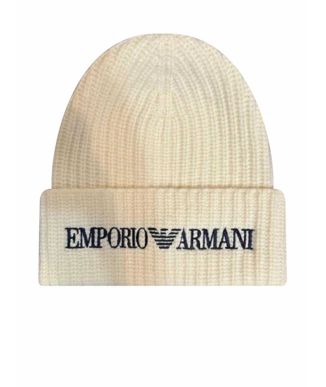 EMPORIO ARMANI Белая шерстяная шапка, фото 1