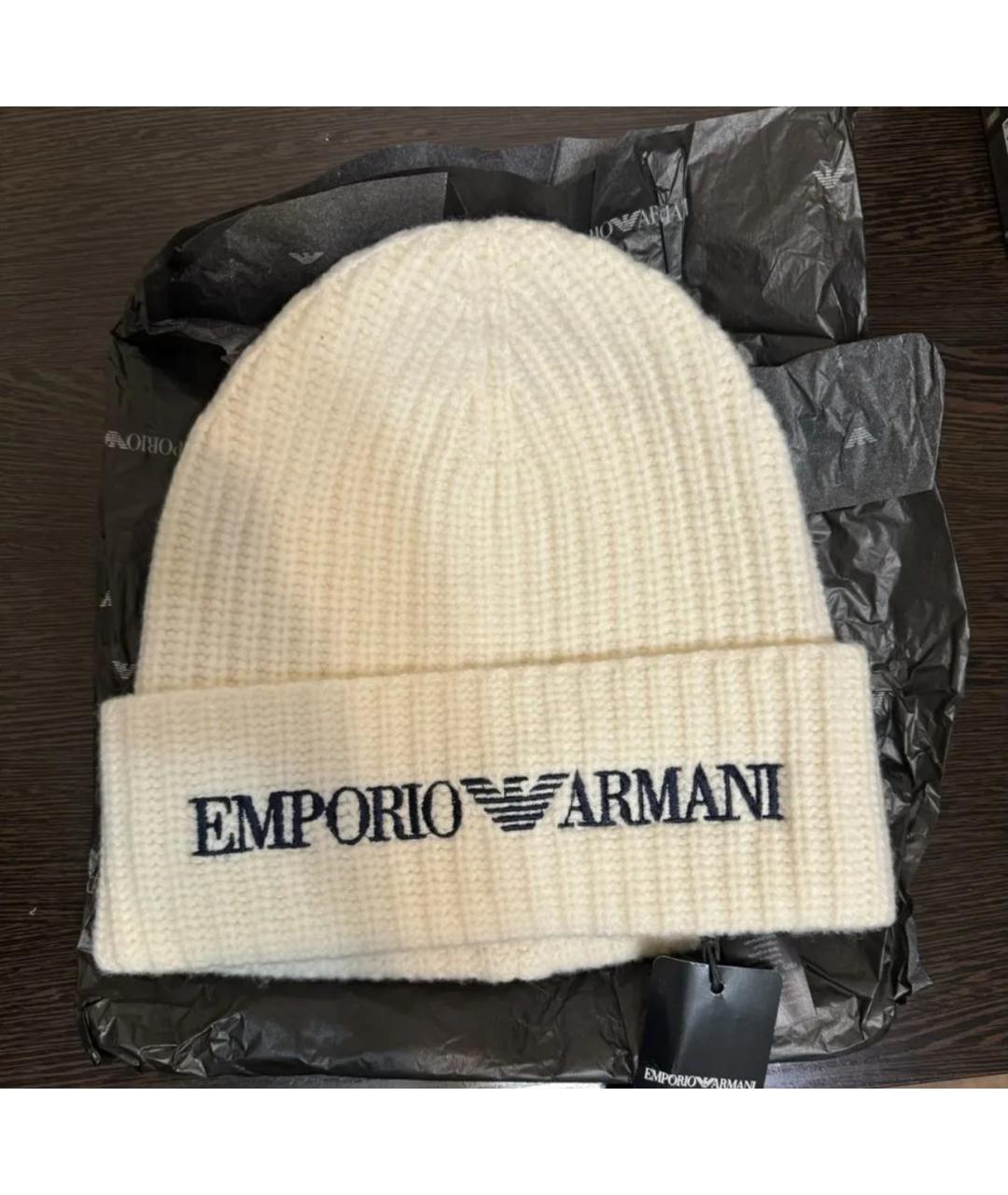 EMPORIO ARMANI Белая шерстяная шапка, фото 4