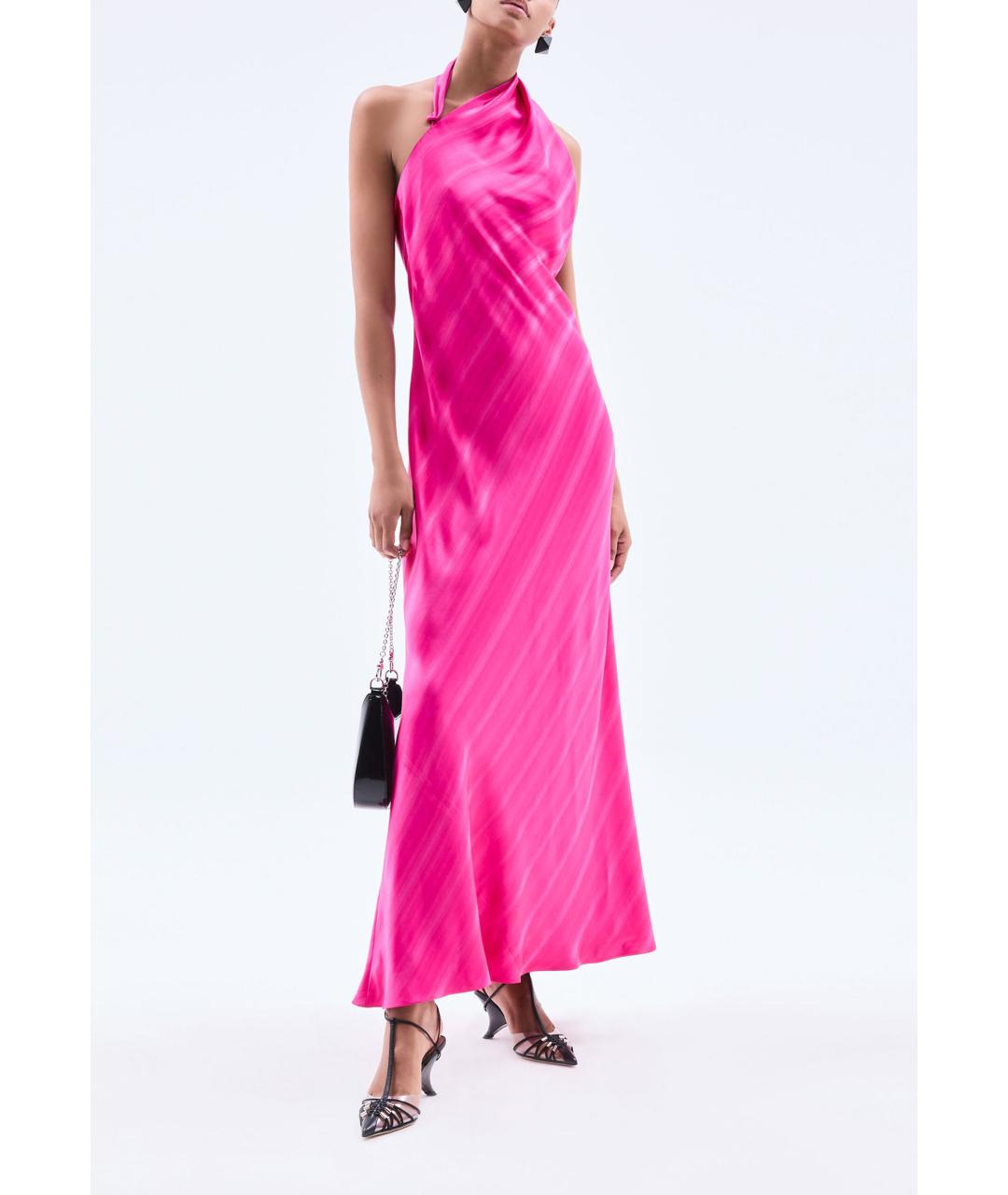 EMPORIO ARMANI Розовое вискозное вечернее платье, фото 3