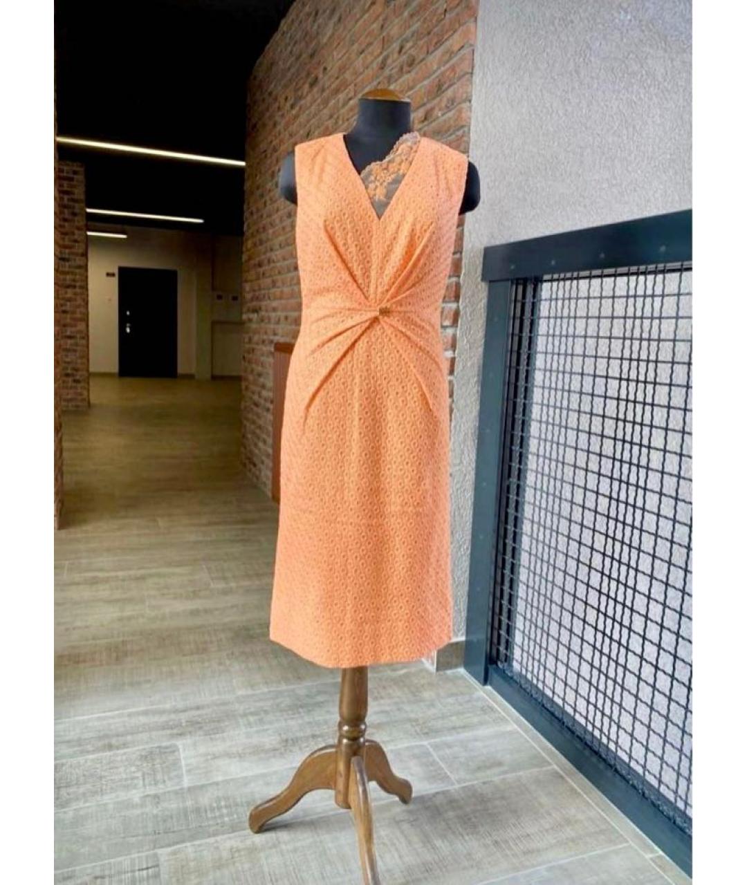 CAVALLI CLASS Оранжевое хлопковое повседневное платье, фото 2