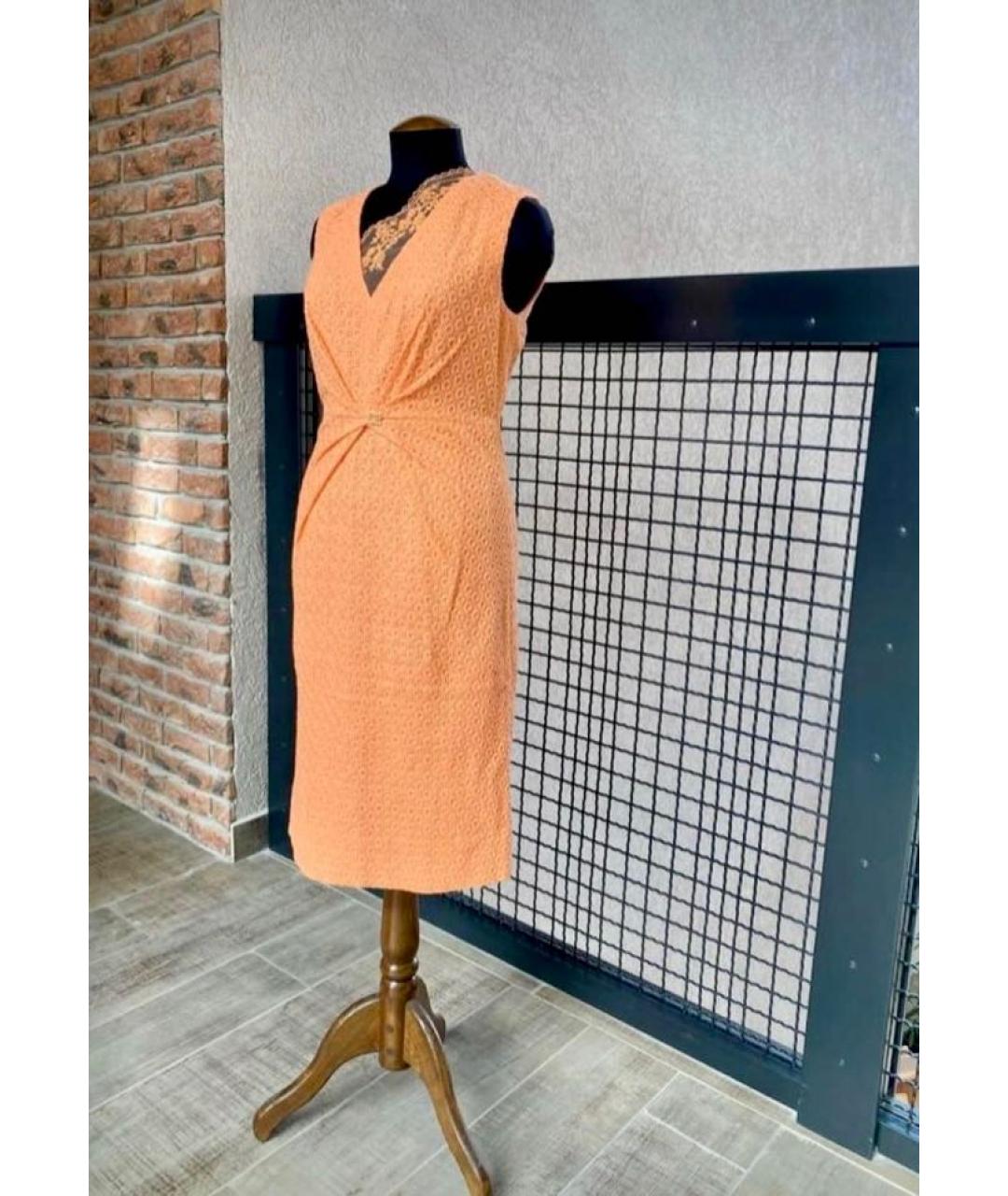 CAVALLI CLASS Оранжевое хлопковое повседневное платье, фото 3
