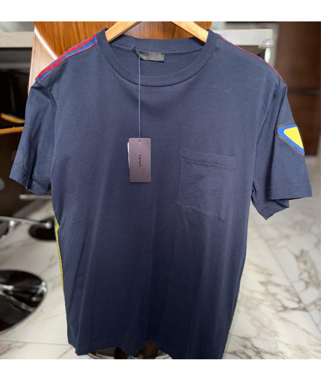 PRADA Темно-синяя хлопковая футболка, фото 5