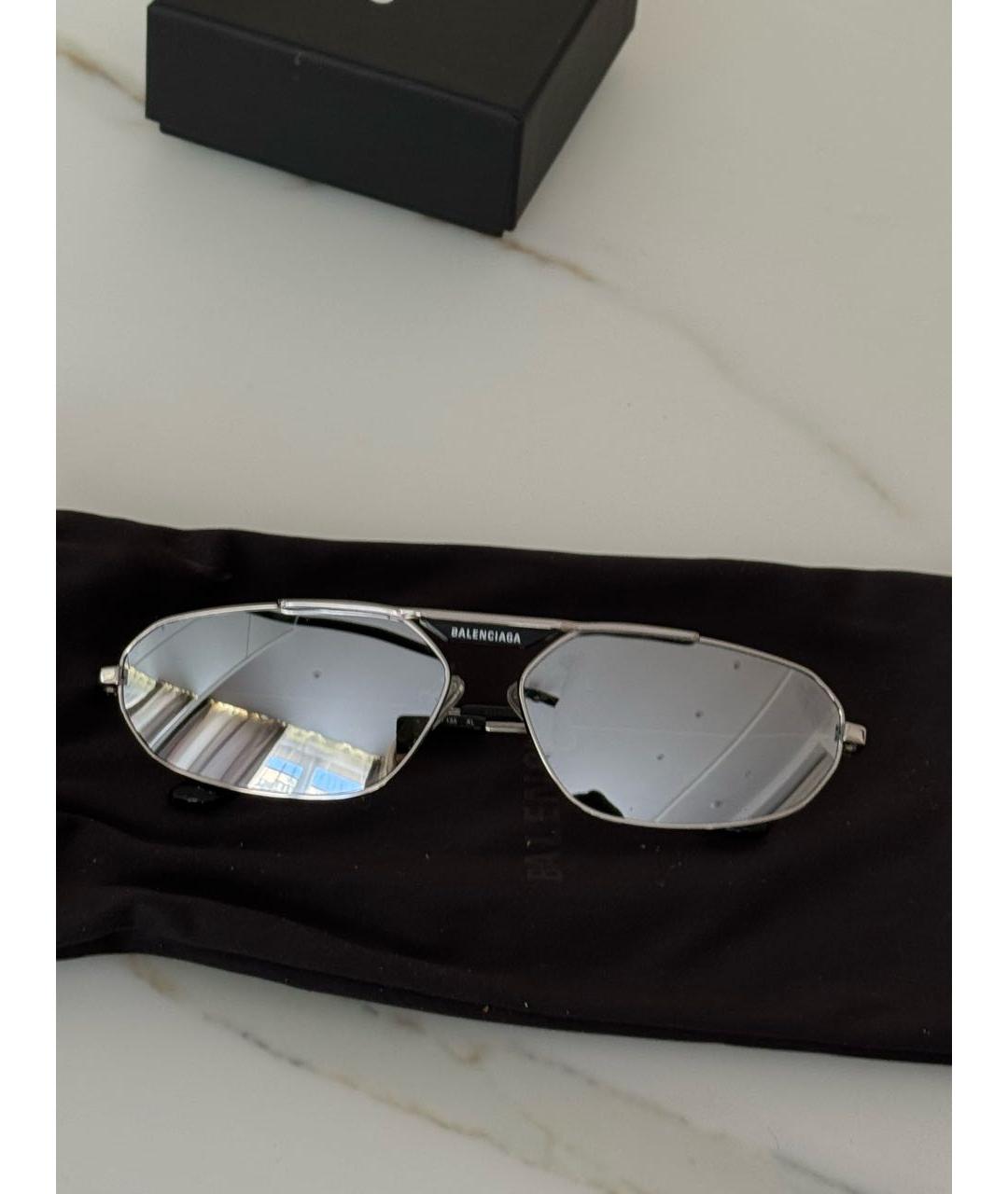 BALENCIAGA Серебряные металлические солнцезащитные очки, фото 5