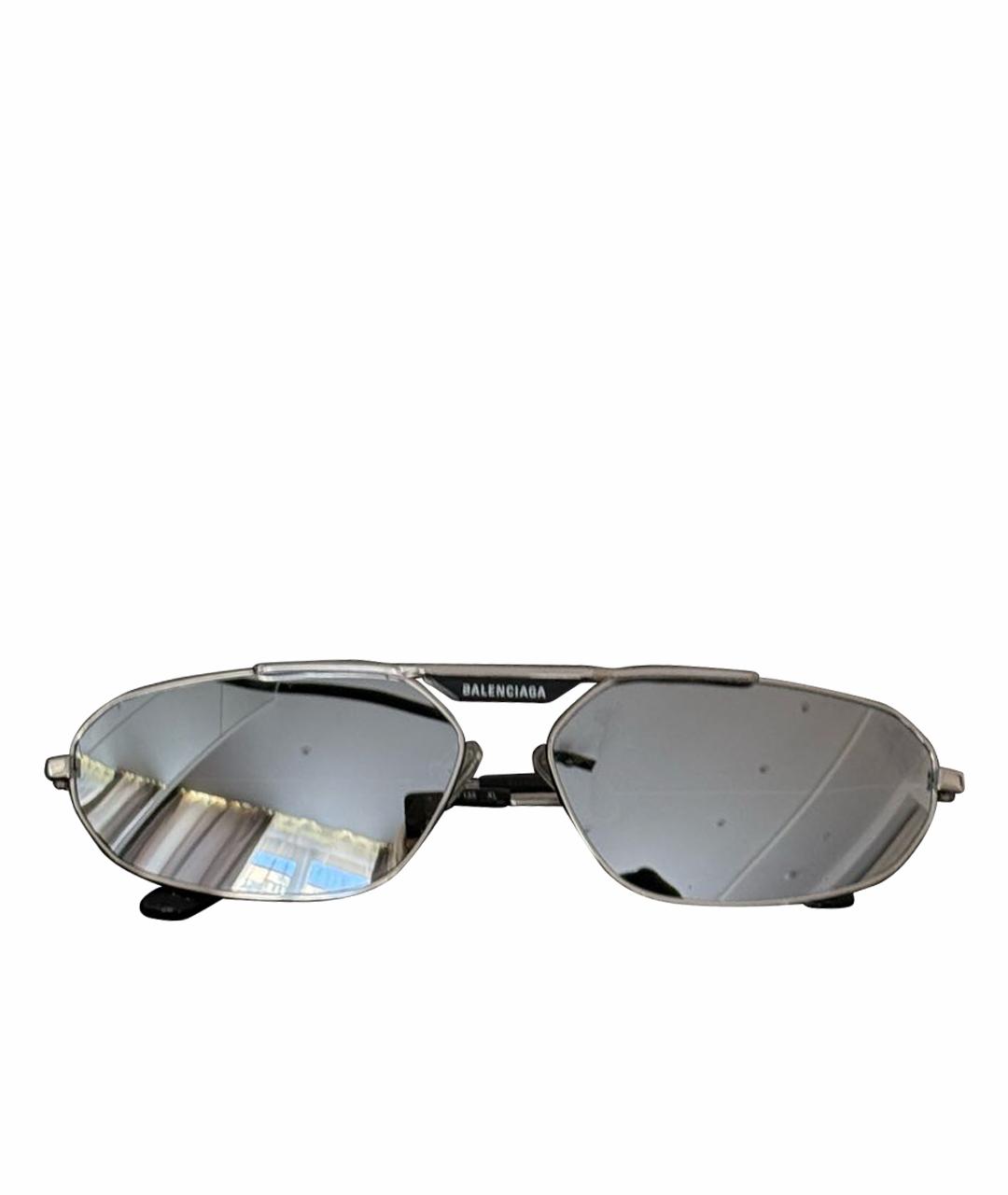 BALENCIAGA Серебряные металлические солнцезащитные очки, фото 1