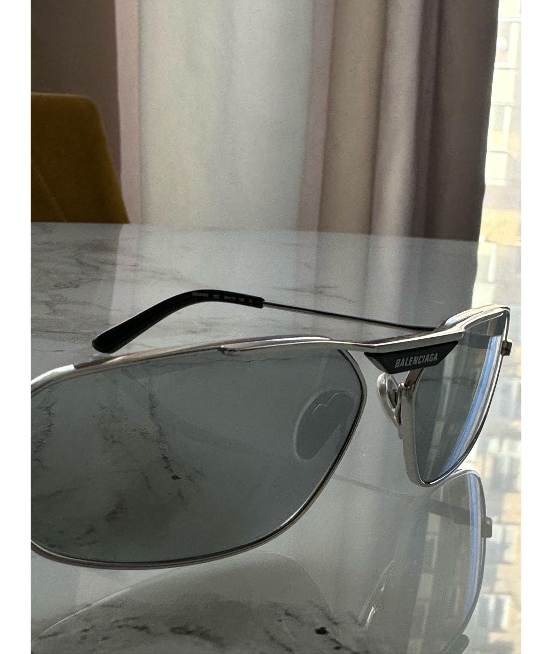 BALENCIAGA Серебряные металлические солнцезащитные очки, фото 3
