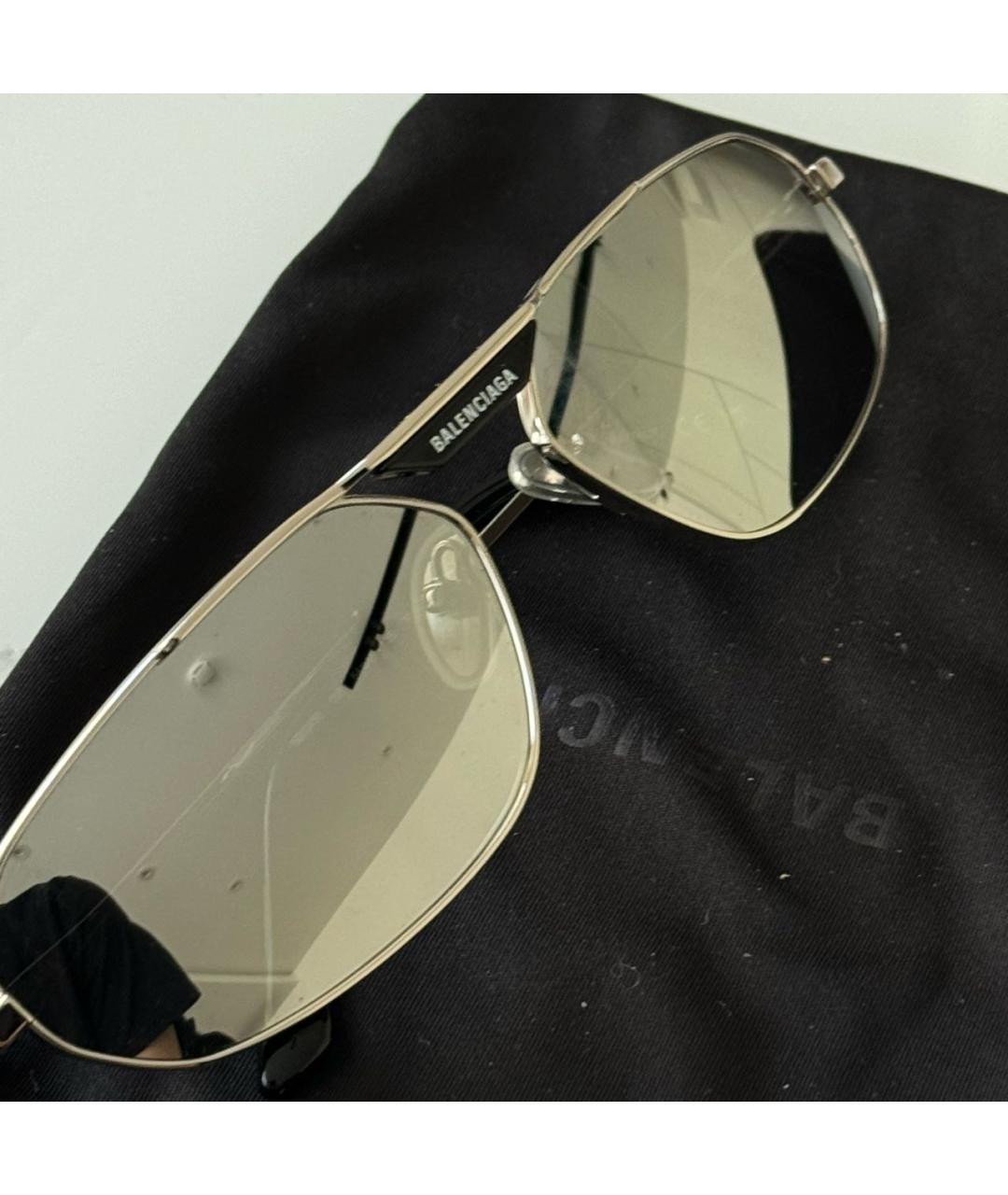 BALENCIAGA Серебряные металлические солнцезащитные очки, фото 4