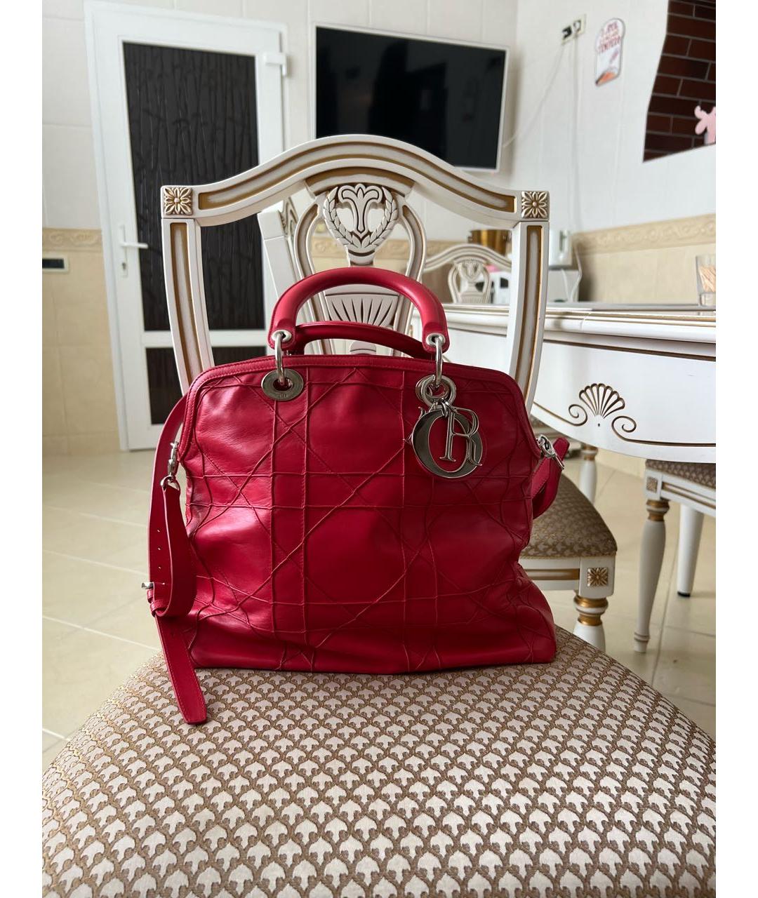 CHRISTIAN DIOR PRE-OWNED Коралловая кожаная сумка с короткими ручками, фото 5