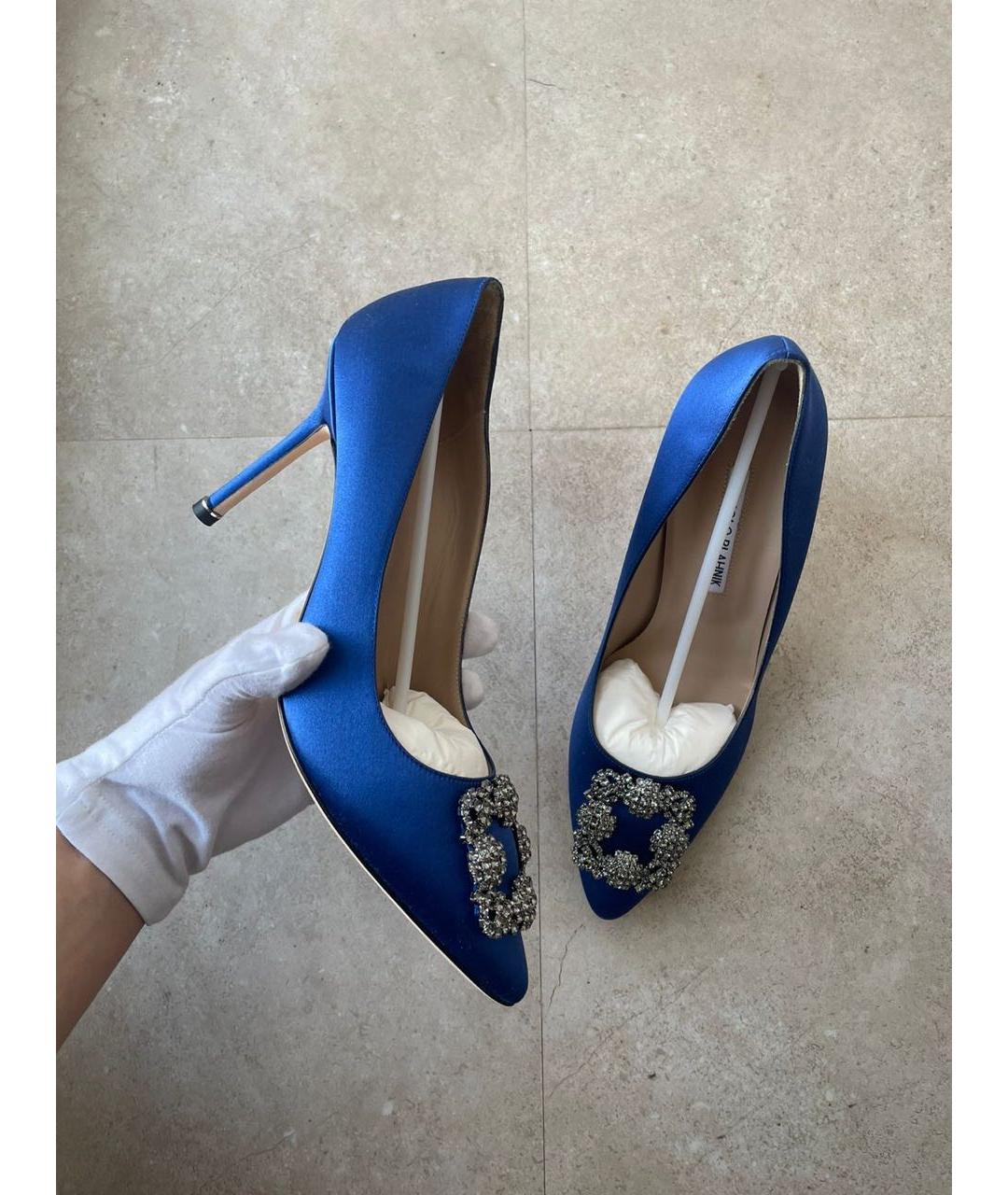 MANOLO BLAHNIK Синие текстильные туфли, фото 2
