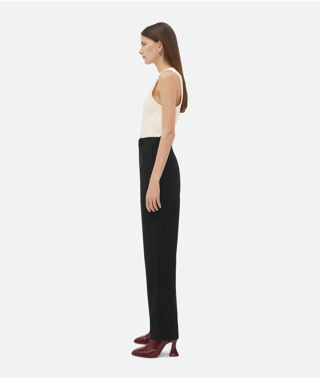 BOTTEGA VENETA Черные вискозные прямые брюки, фото 4