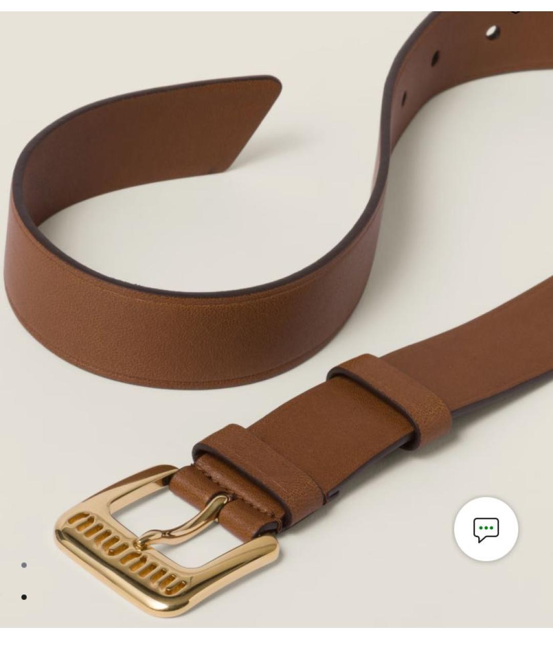 MIU MIU Коричневый кожаный ремень, фото 2