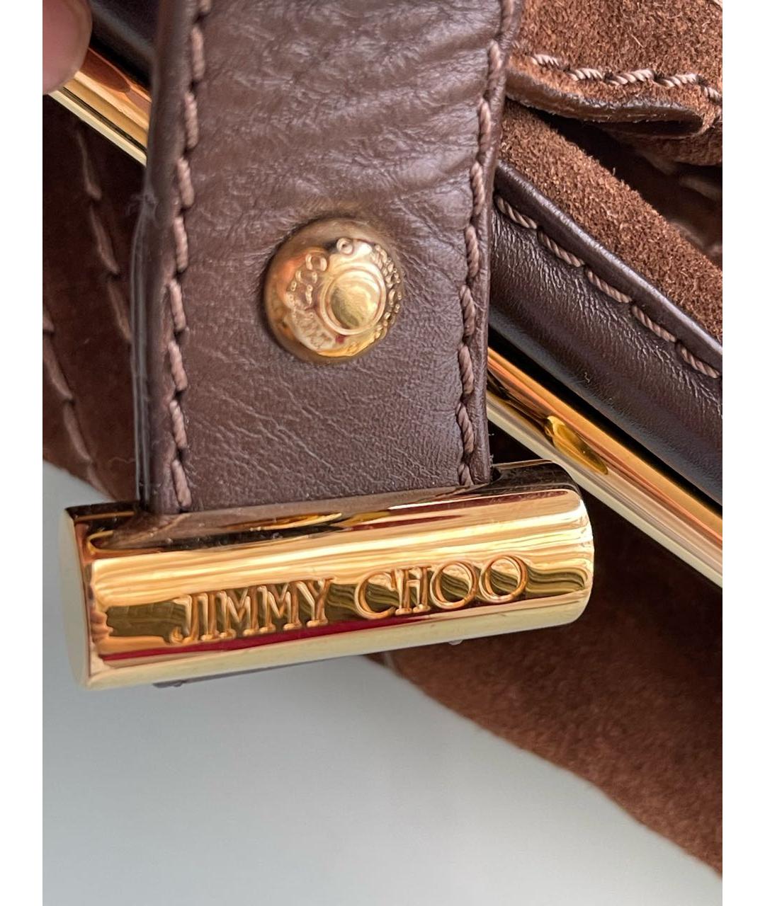 JIMMY CHOO Коричневая замшевая сумка через плечо, фото 5