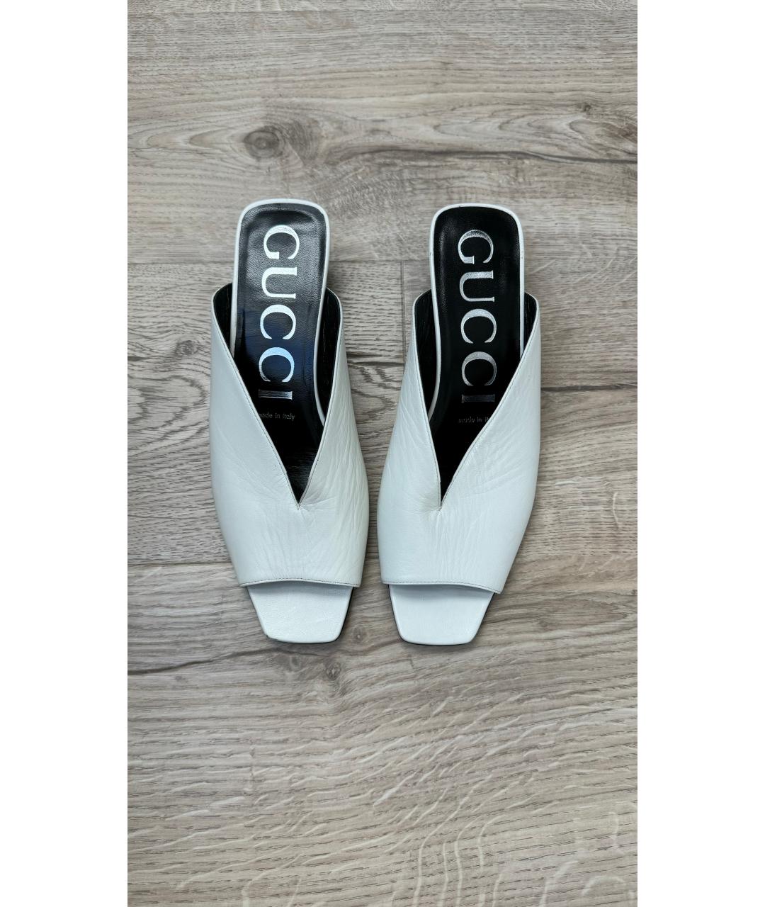 GUCCI Белые кожаные туфли, фото 2