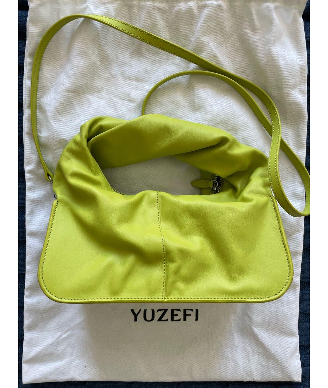YUZEFI Салатовая кожаная сумка с короткими ручками, фото 2