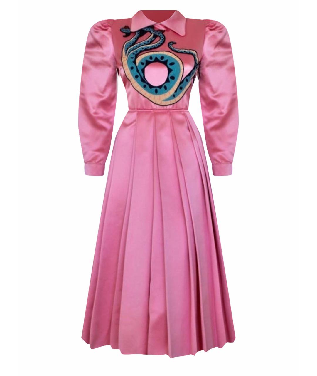 GUCCI Розовое шелковое вечернее платье, фото 1