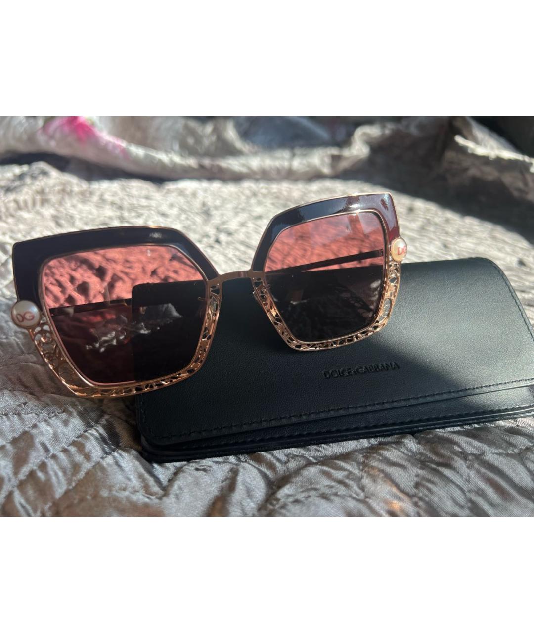 DOLCE&GABBANA Коричневые металлические солнцезащитные очки, фото 4