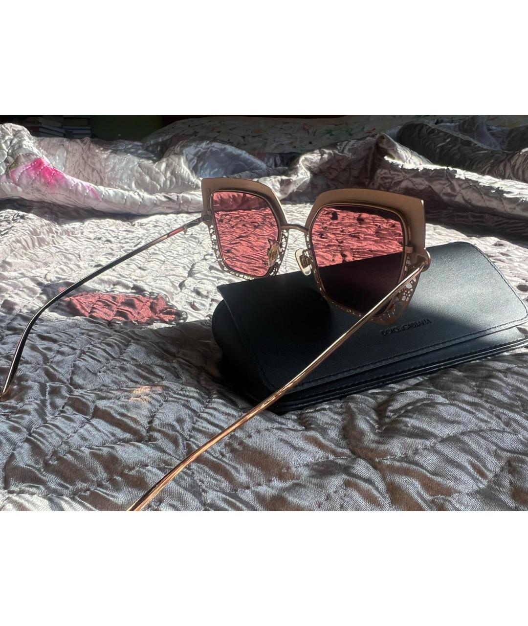 DOLCE&GABBANA Коричневые металлические солнцезащитные очки, фото 2