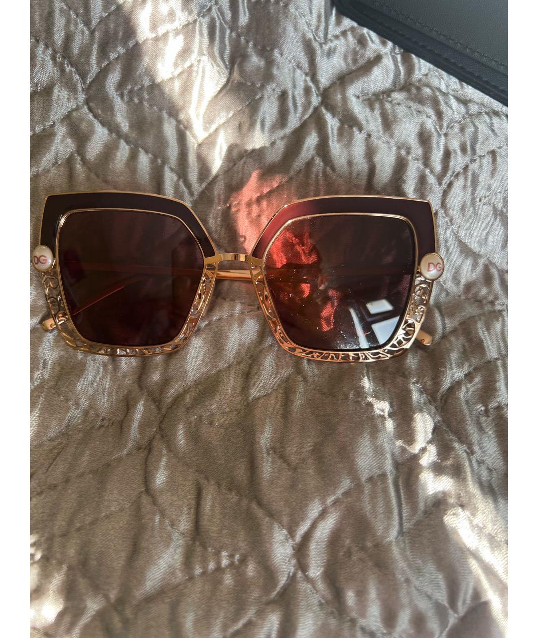 DOLCE&GABBANA Коричневые металлические солнцезащитные очки, фото 3