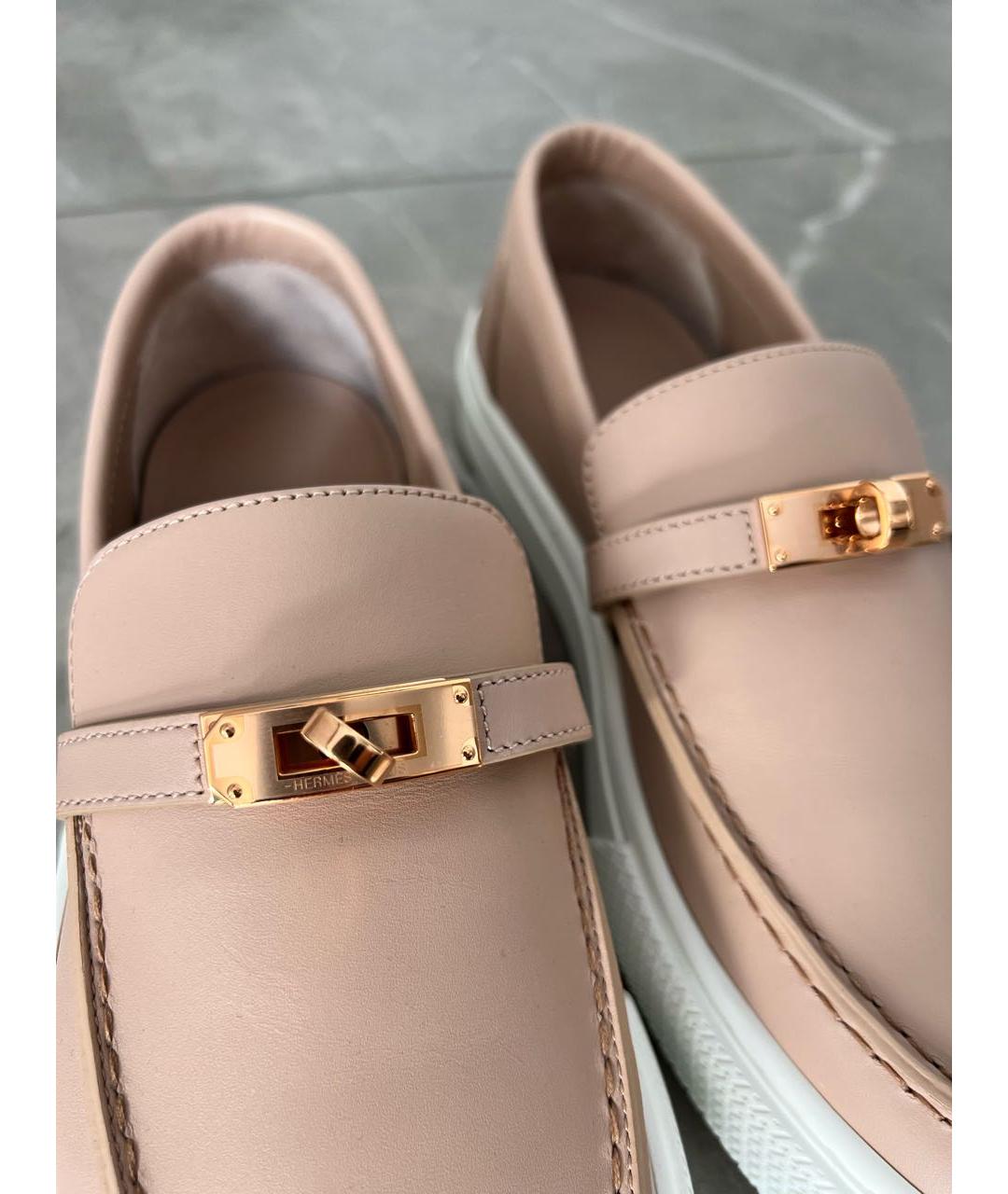 HERMES Розовые кожаные лоферы, фото 7
