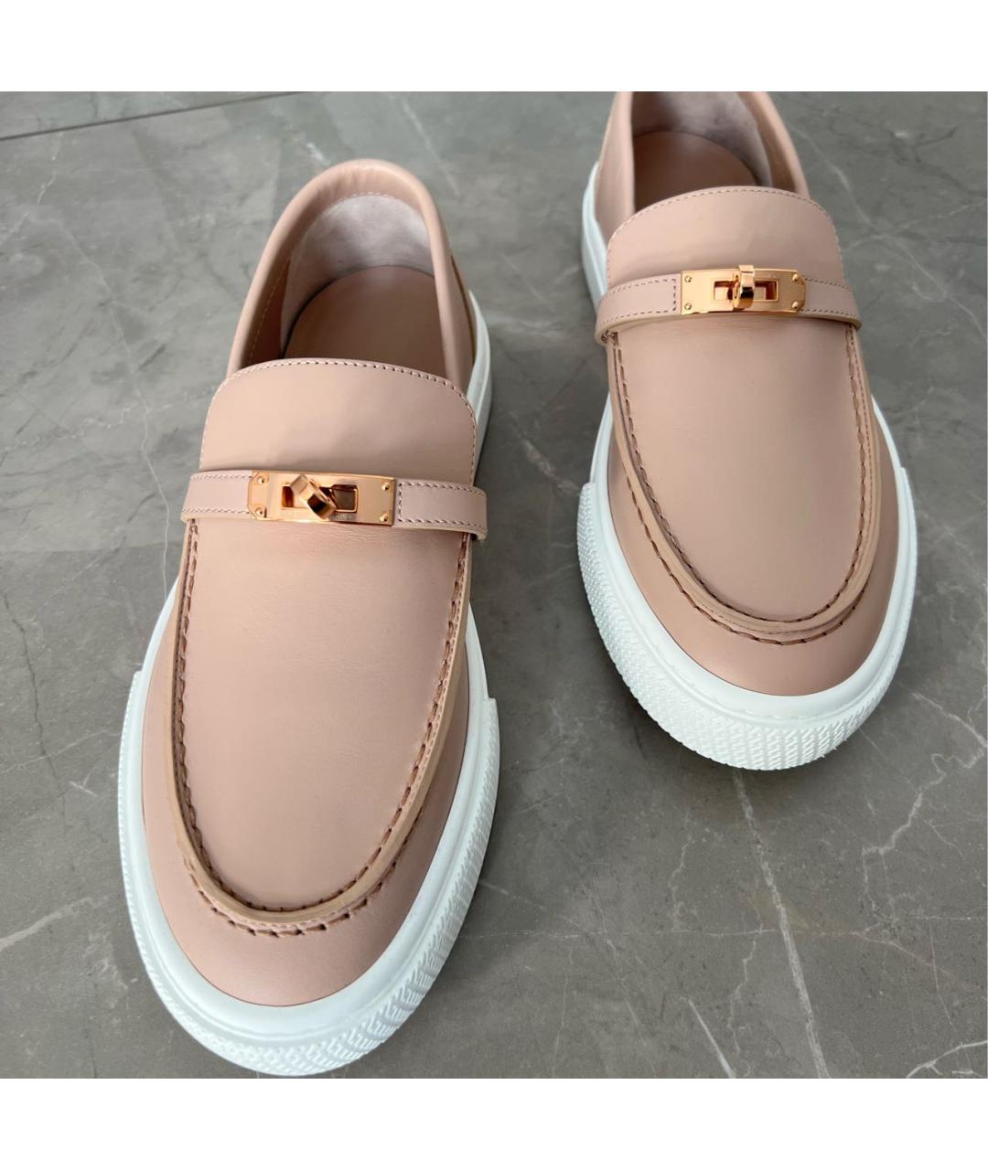 HERMES Розовые кожаные лоферы, фото 2