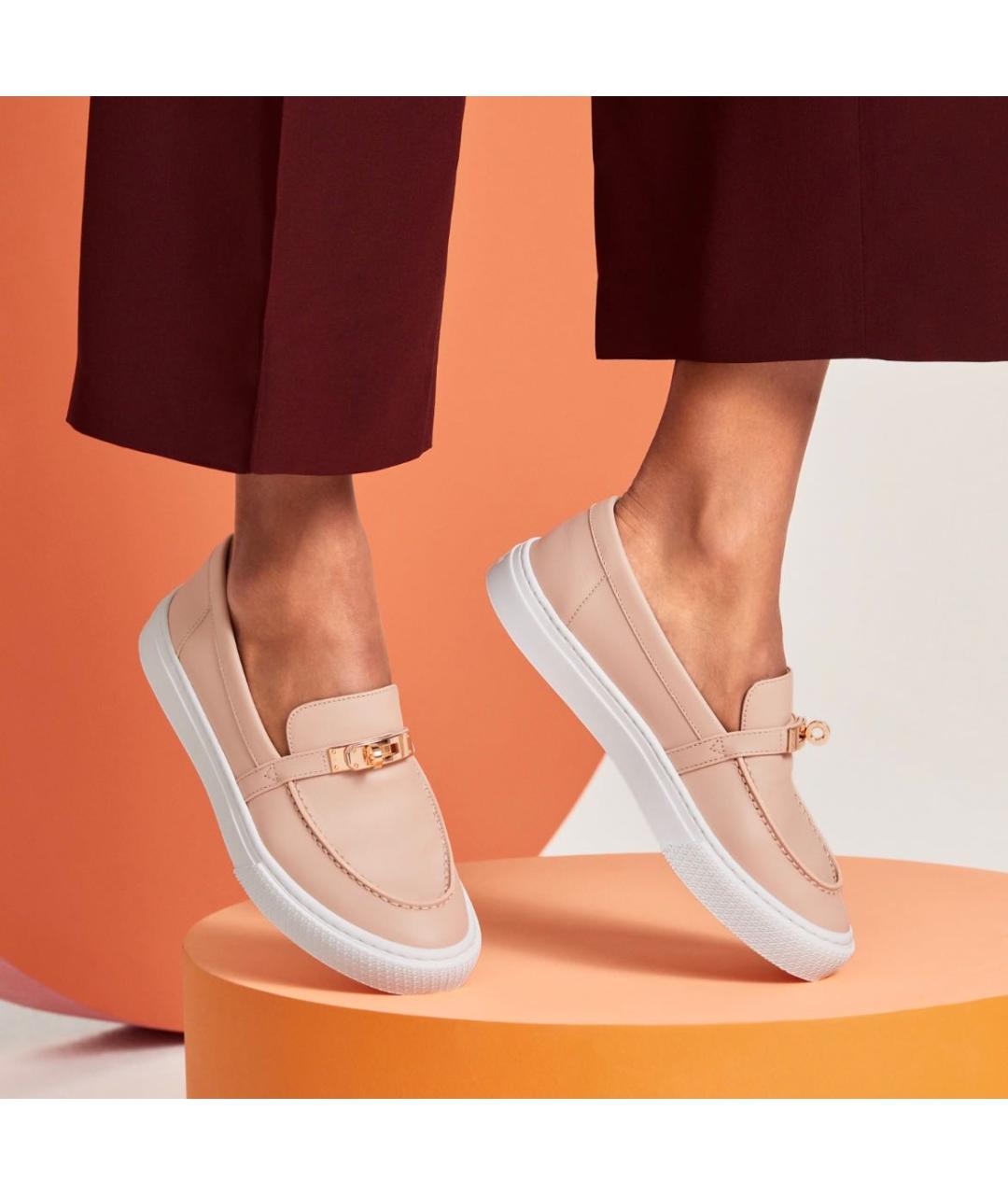 HERMES Розовые кожаные лоферы, фото 4
