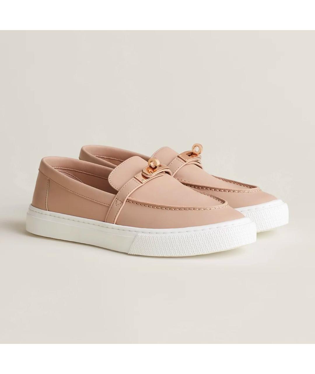 HERMES Розовые кожаные лоферы, фото 8
