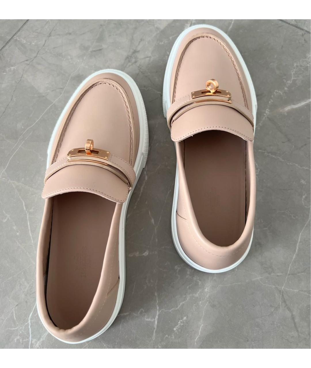HERMES Розовые кожаные лоферы, фото 3