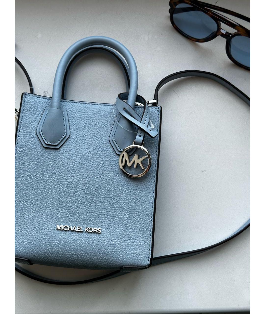 MICHAEL KORS Голубая сумка тоут из искусственной кожи, фото 5