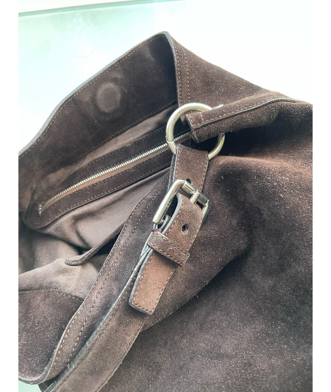 RALPH LAUREN Коричневая замшевая сумка с короткими ручками, фото 7
