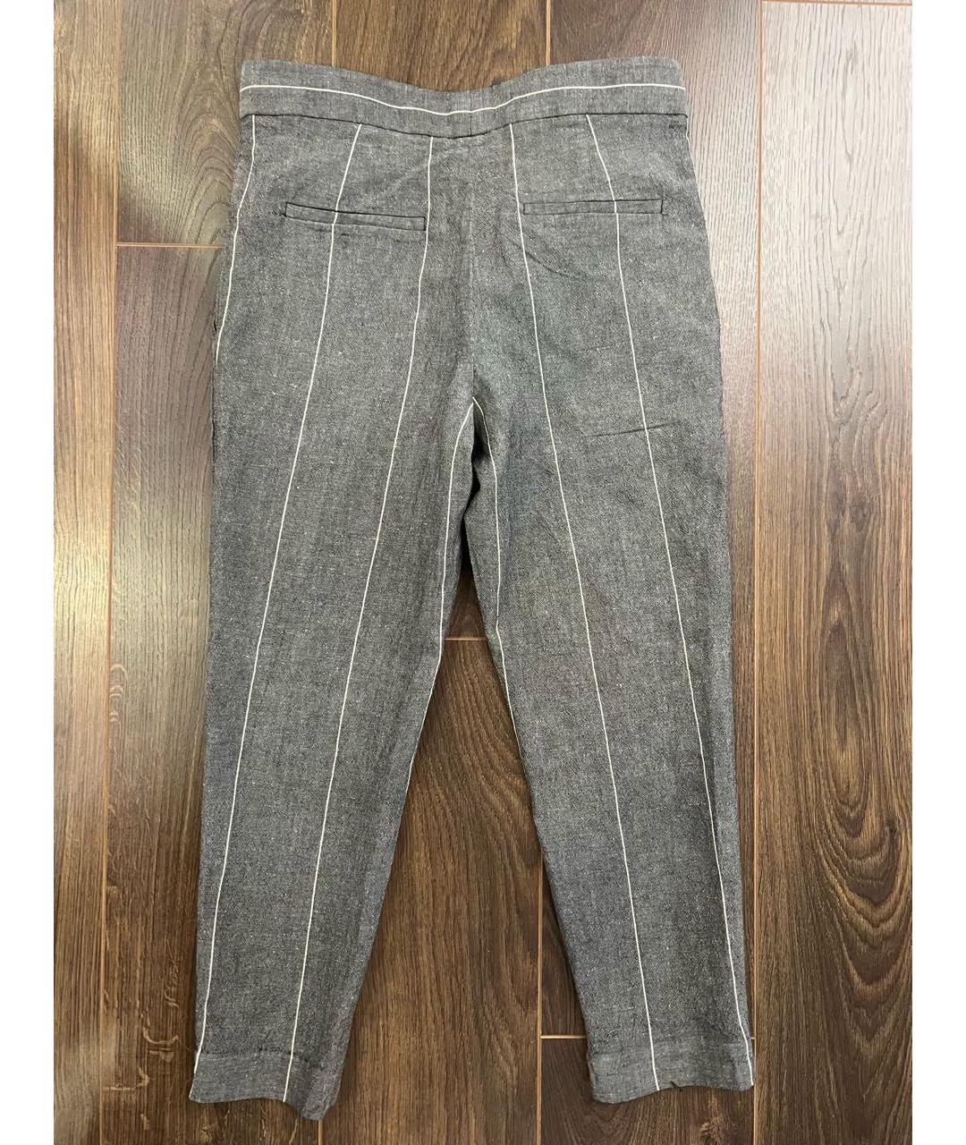 BRUNELLO CUCINELLI Серые льняные прямые брюки, фото 2