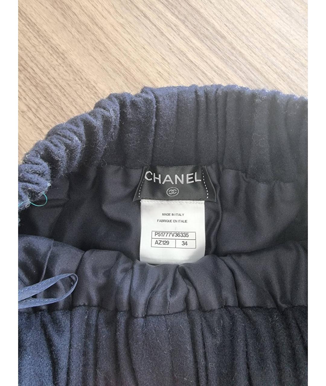 CHANEL PRE-OWNED Темно-синие шерстяные шорты, фото 3