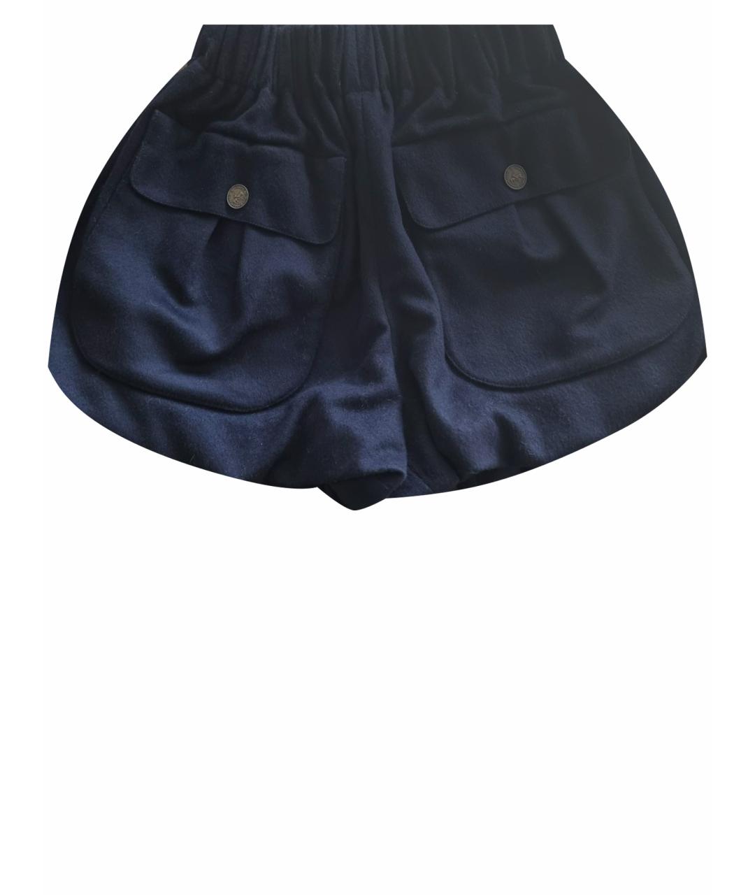 CHANEL Темно-синие шерстяные шорты, фото 1