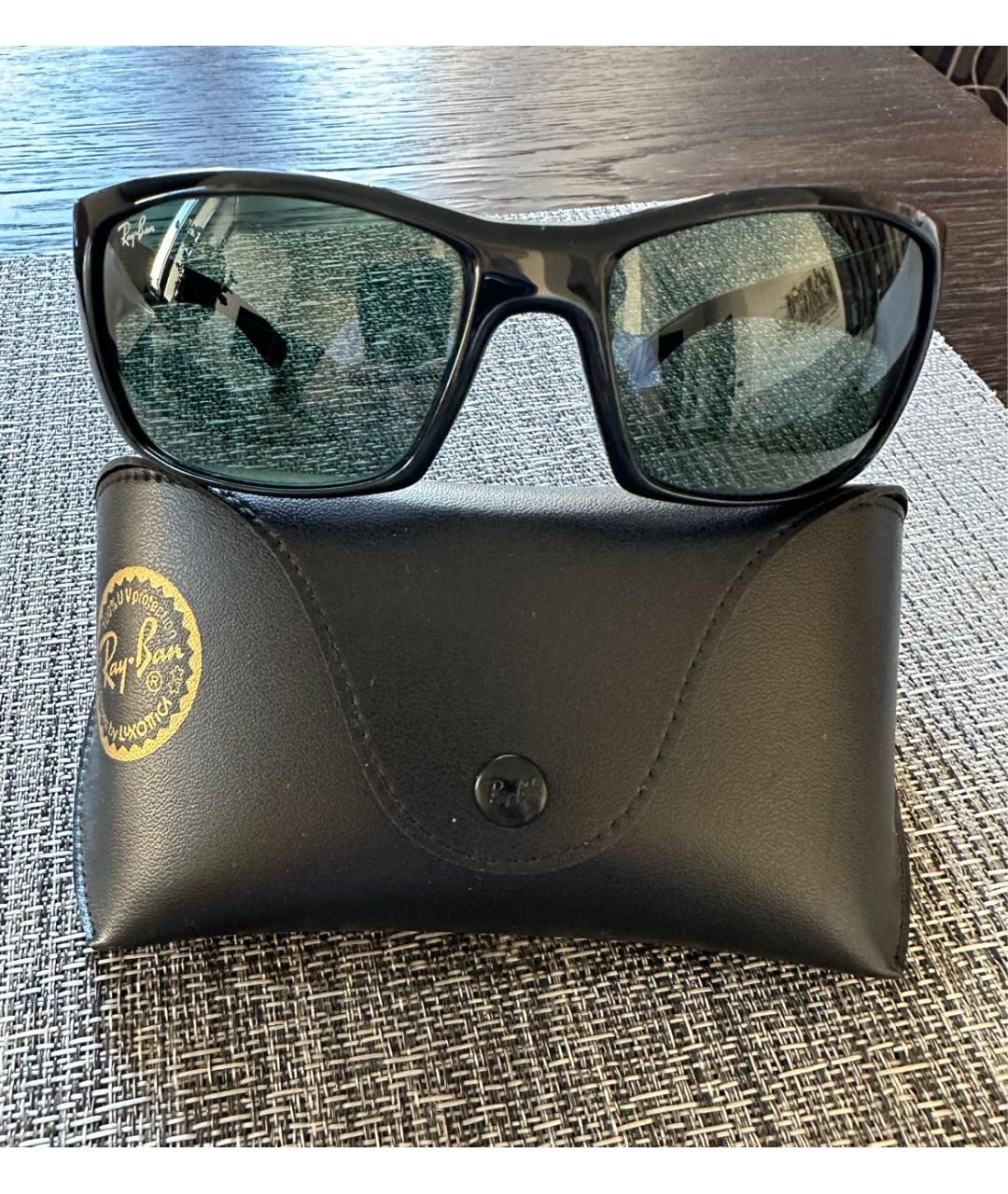 RAY BAN Черные пластиковые солнцезащитные очки, фото 9