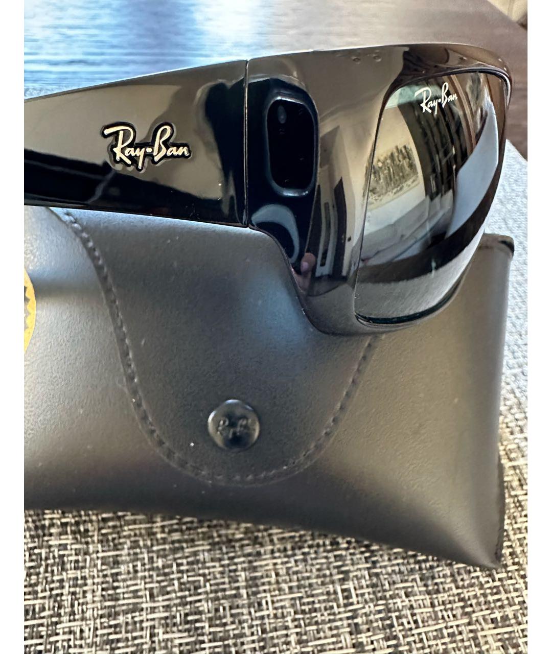 RAY BAN Черные пластиковые солнцезащитные очки, фото 4