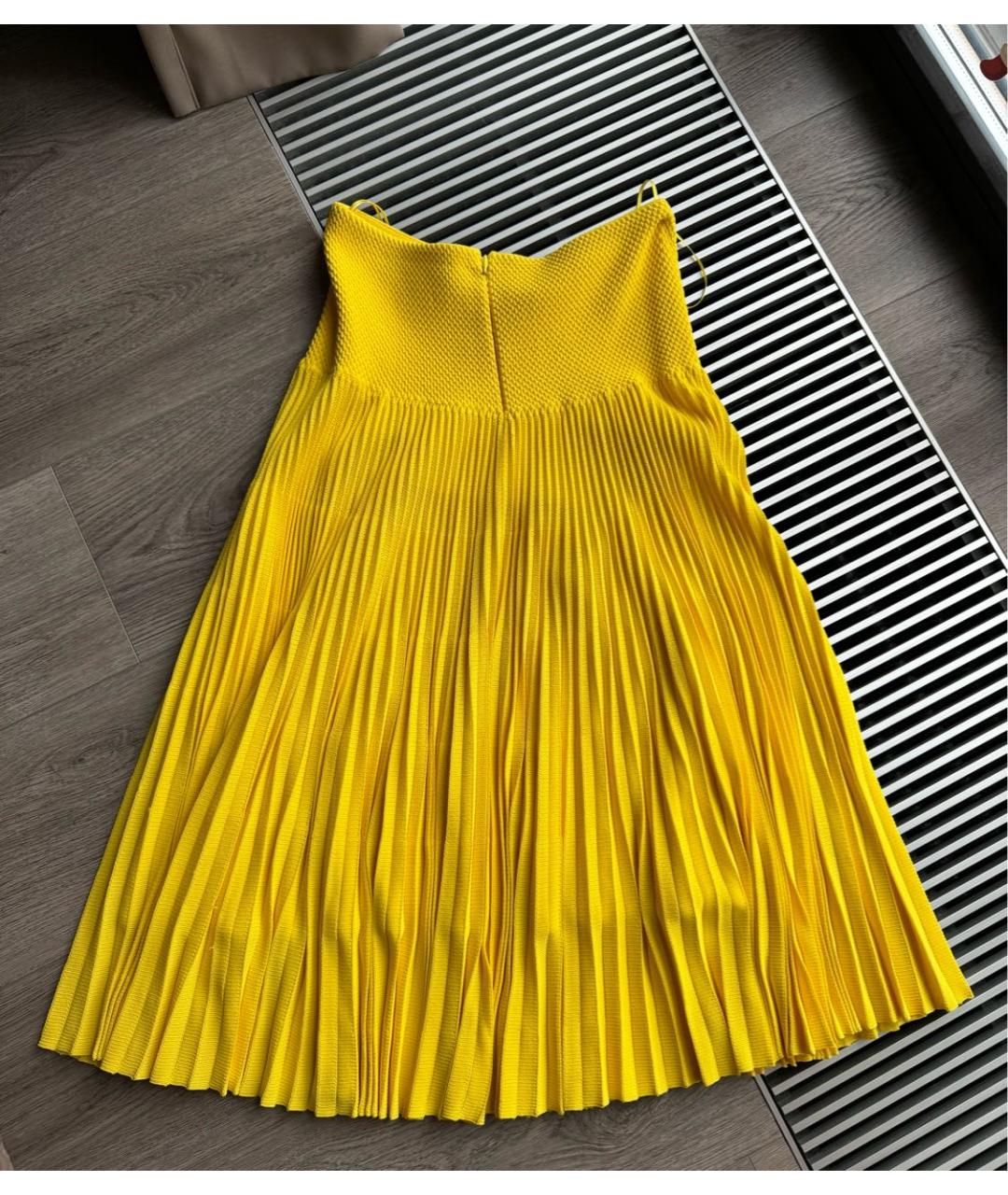 RALPH LAUREN Желтая вискозная юбка миди, фото 2