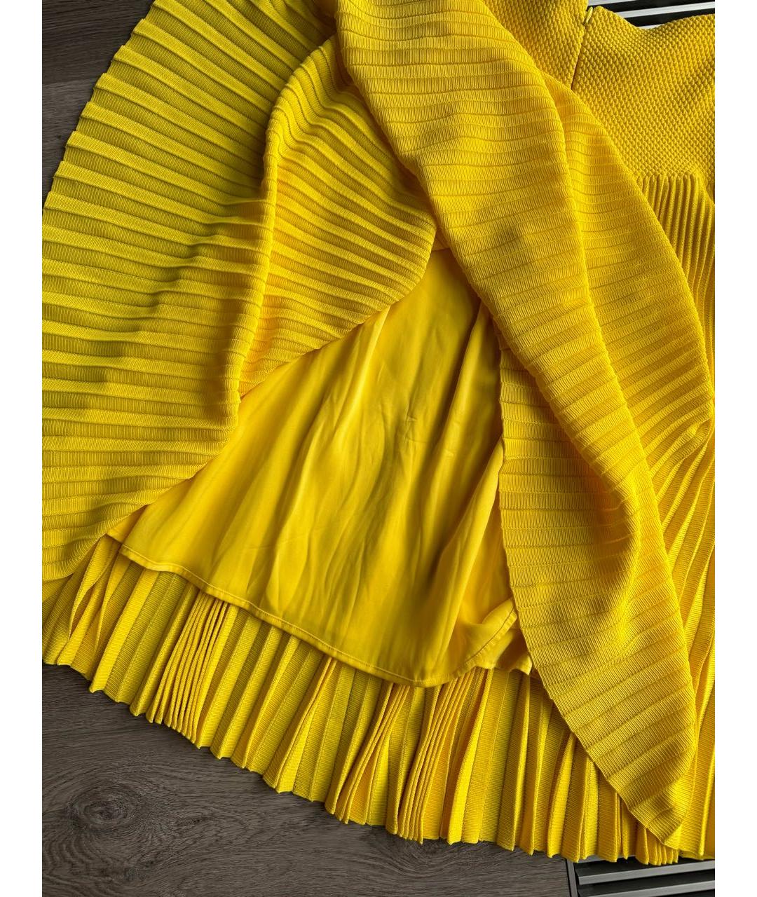 RALPH LAUREN Желтая вискозная юбка миди, фото 4