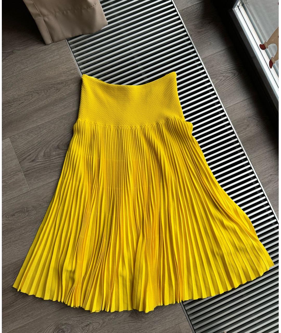 RALPH LAUREN Желтая вискозная юбка миди, фото 7