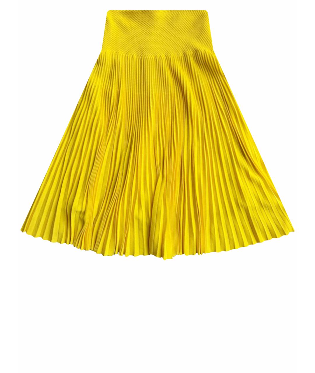 RALPH LAUREN Желтая вискозная юбка миди, фото 1