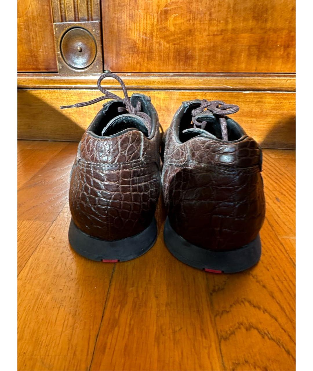 PRADA Коричневые кроссовки из экзотической кожи, фото 4