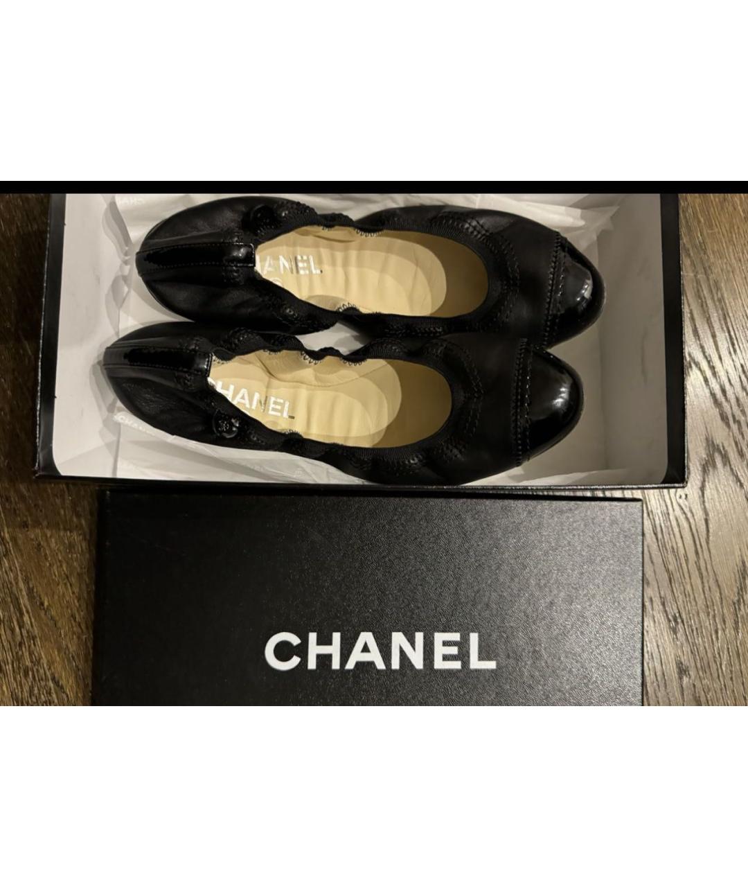 CHANEL PRE-OWNED Черные кожаные балетки, фото 3