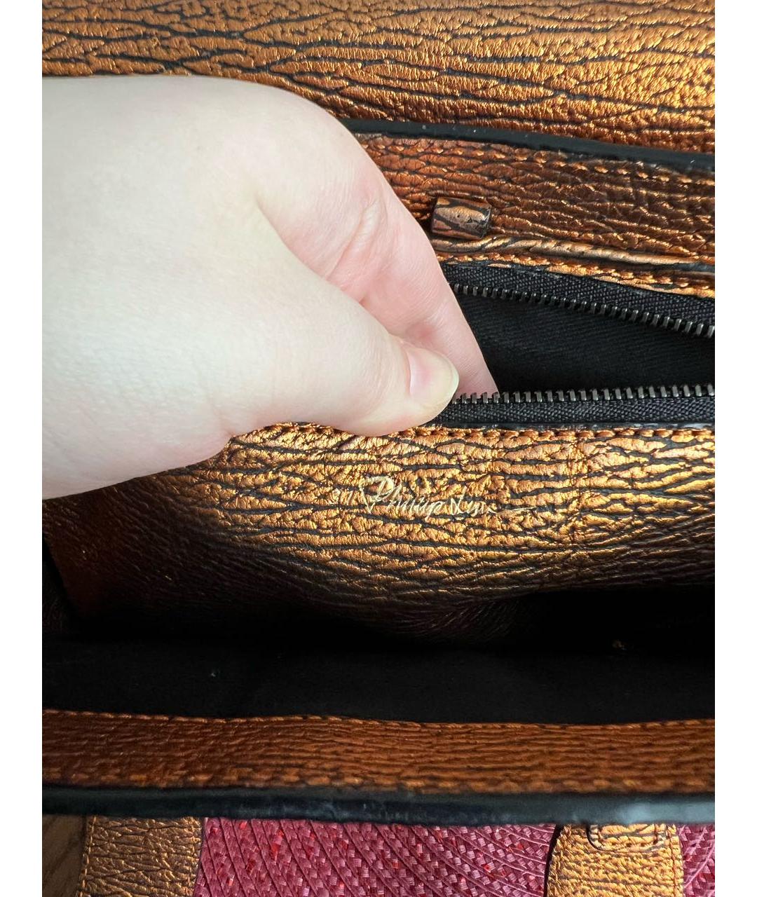 3.1 PHILLIP LIM Золотая кожаная сумка с короткими ручками, фото 5