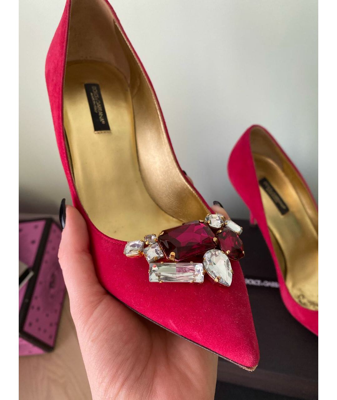 DOLCE&GABBANA Розовые бархатные туфли, фото 6