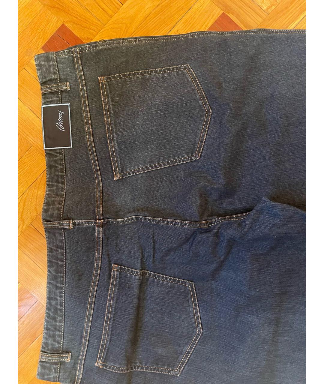BRIONI Темно-синие хлопковые прямые джинсы, фото 4