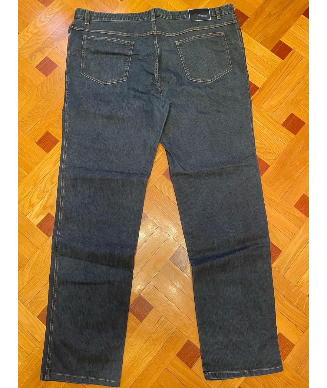 BRIONI Темно-синие хлопковые прямые джинсы, фото 3