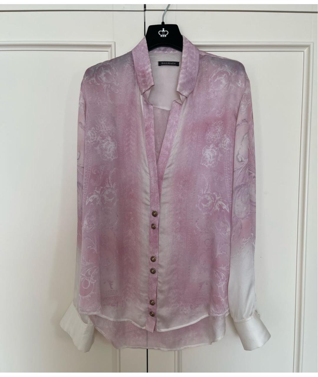 BALMAIN Розовая шелковая блузы, фото 8