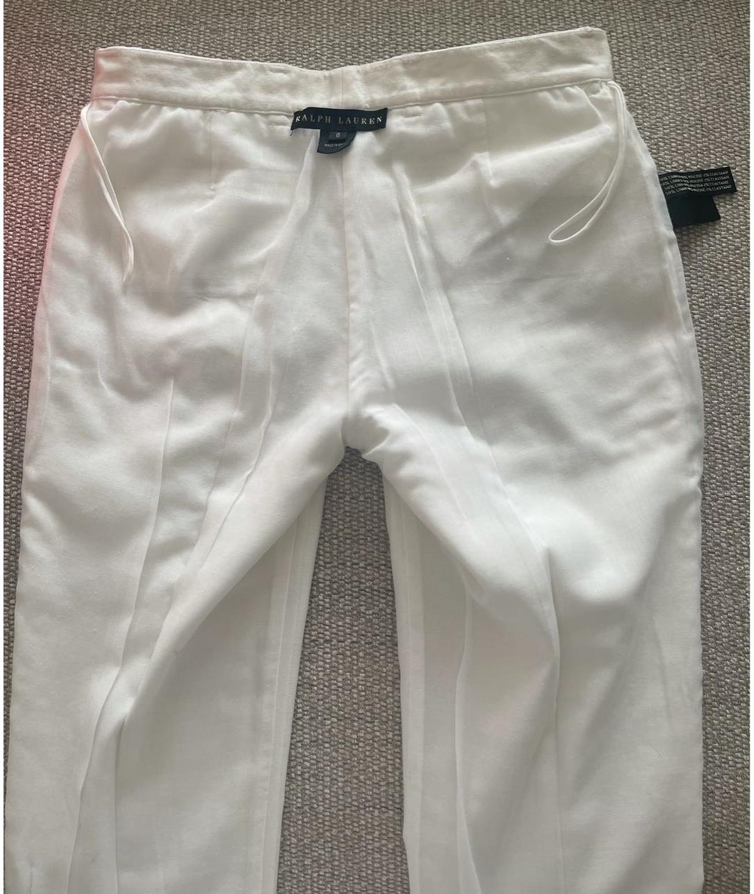 RALPH LAUREN Белые льняные брюки узкие, фото 3